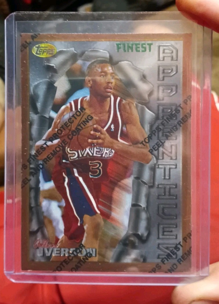 1996-97 Topps Finest Allen Iverson #69 Rookie Card RC Apprentices HOF NM W/ PEEL 1996-97 Topps Finest Allen Iverson #69 Rookie Card RC Apprentices HOF NM W/ PEEL