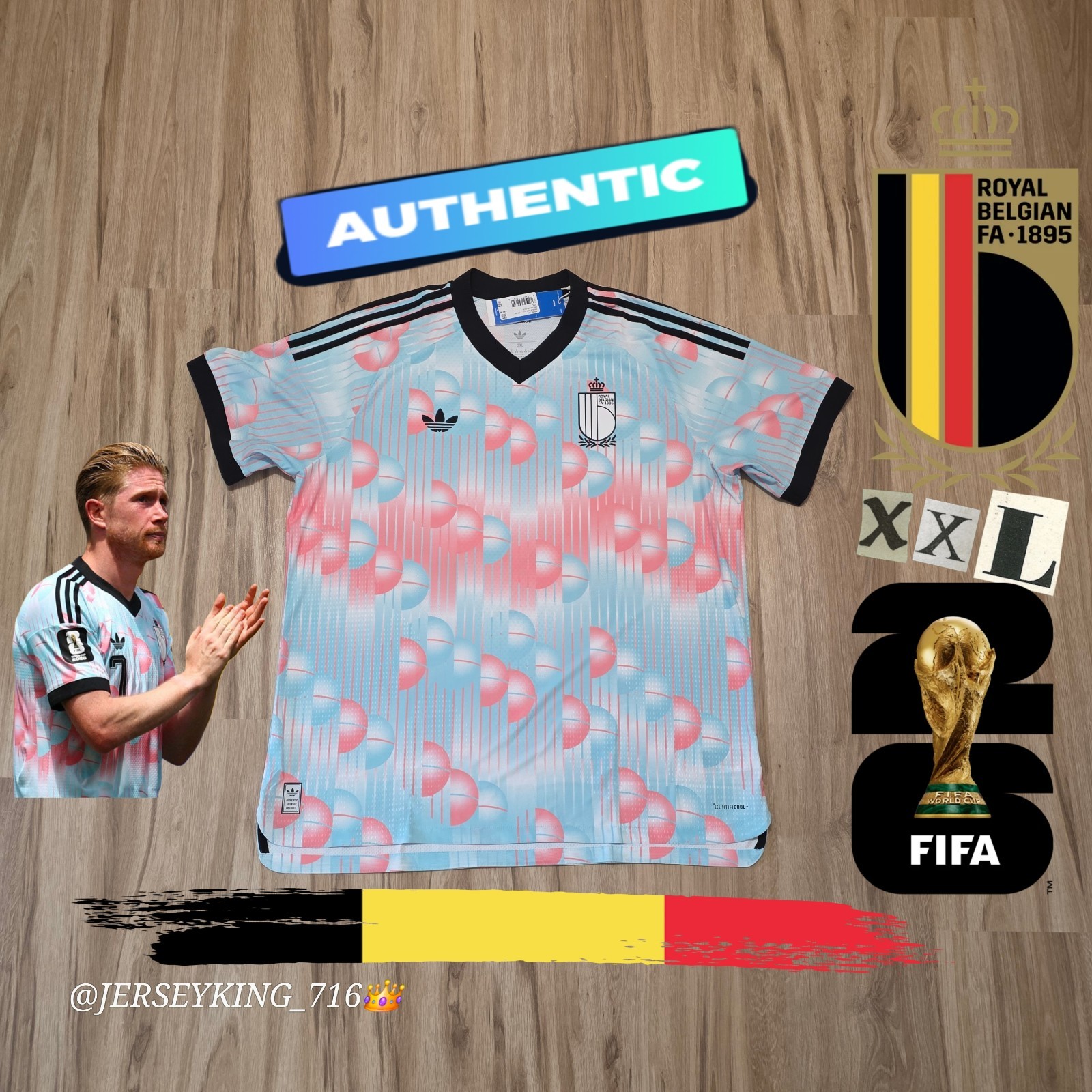 Adidas Belgium 2026/2027 Authentic Away Jersey New With Tags XXL 