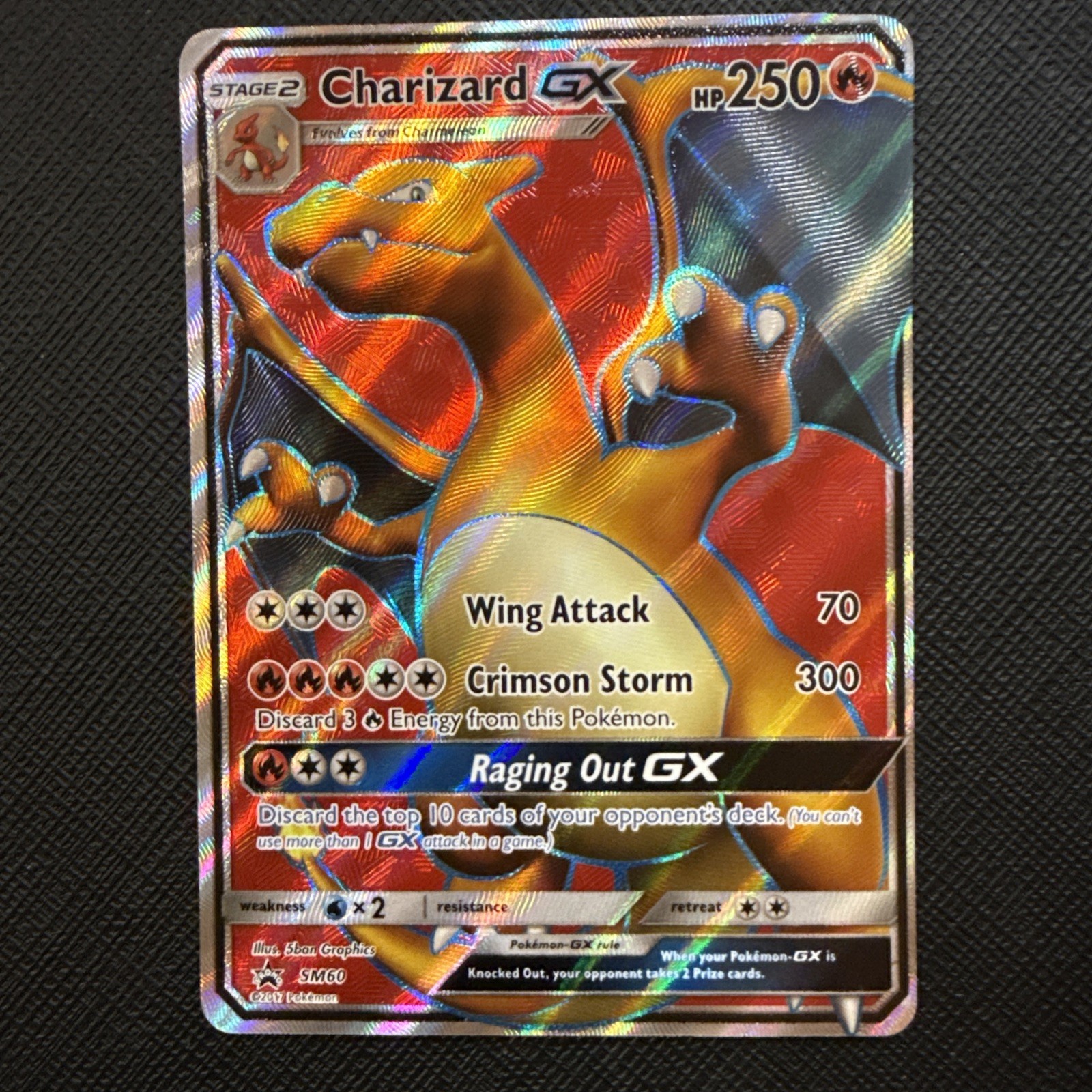 Pokemon TCG Charizard GX SM60 Full Art Holo Promo Card #SM60 LP Pokemon TCG Charizard GX SM60 Full Art Holo Promo Card #SM60 LP