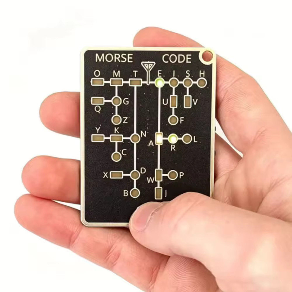 Pocket Morse Code Trainer Card LED Electronic Learning Tool Portable Gadget