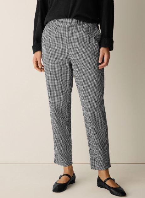 NEW Eileen Fisher Women Organic Cotton Pucker Check Tapered Pant Size PL NWT NEW Eileen Fisher Women Organic Cotton Pucker Check Tapered Pant Size PL NWT
