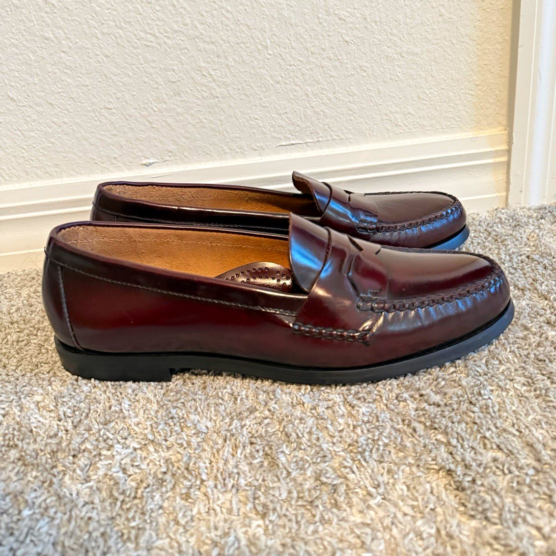 G.H. Bass Men\'s Burgundy Leather Penny Loafers Slip-On Cushioned Almond 11 G.H. Bass Men\'s Burgundy Leather Penny Loafers Slip-On Cushioned Almond 11