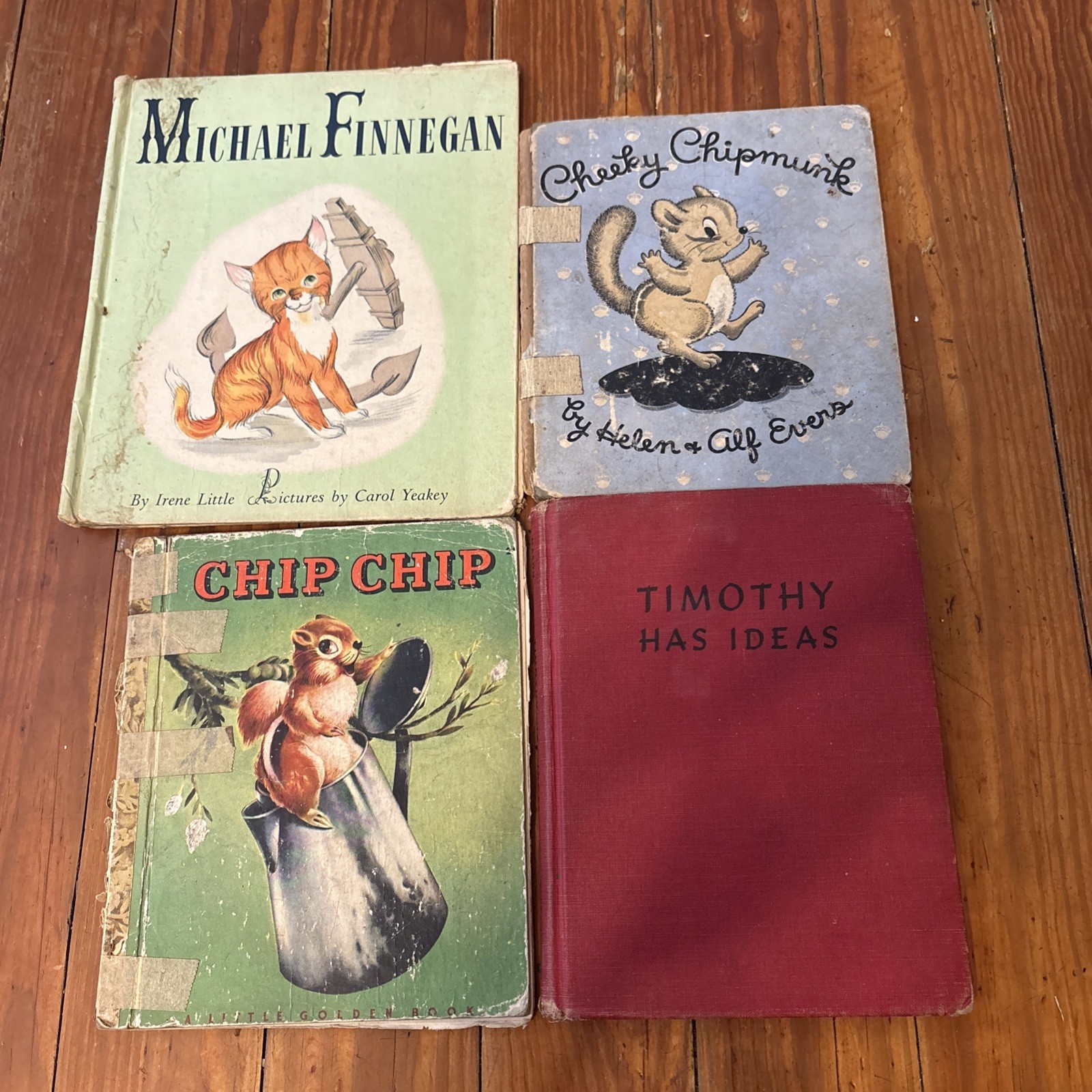 Vintage 1940s Childrens Animal Books Lot (4) Antique Picture Story Book 1945