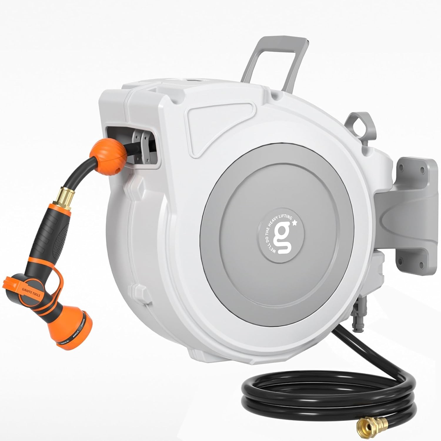 Giraffe Tools Retractable Garden Hose Reel Wall Mount 1/2-IN 65-FT Water Hose