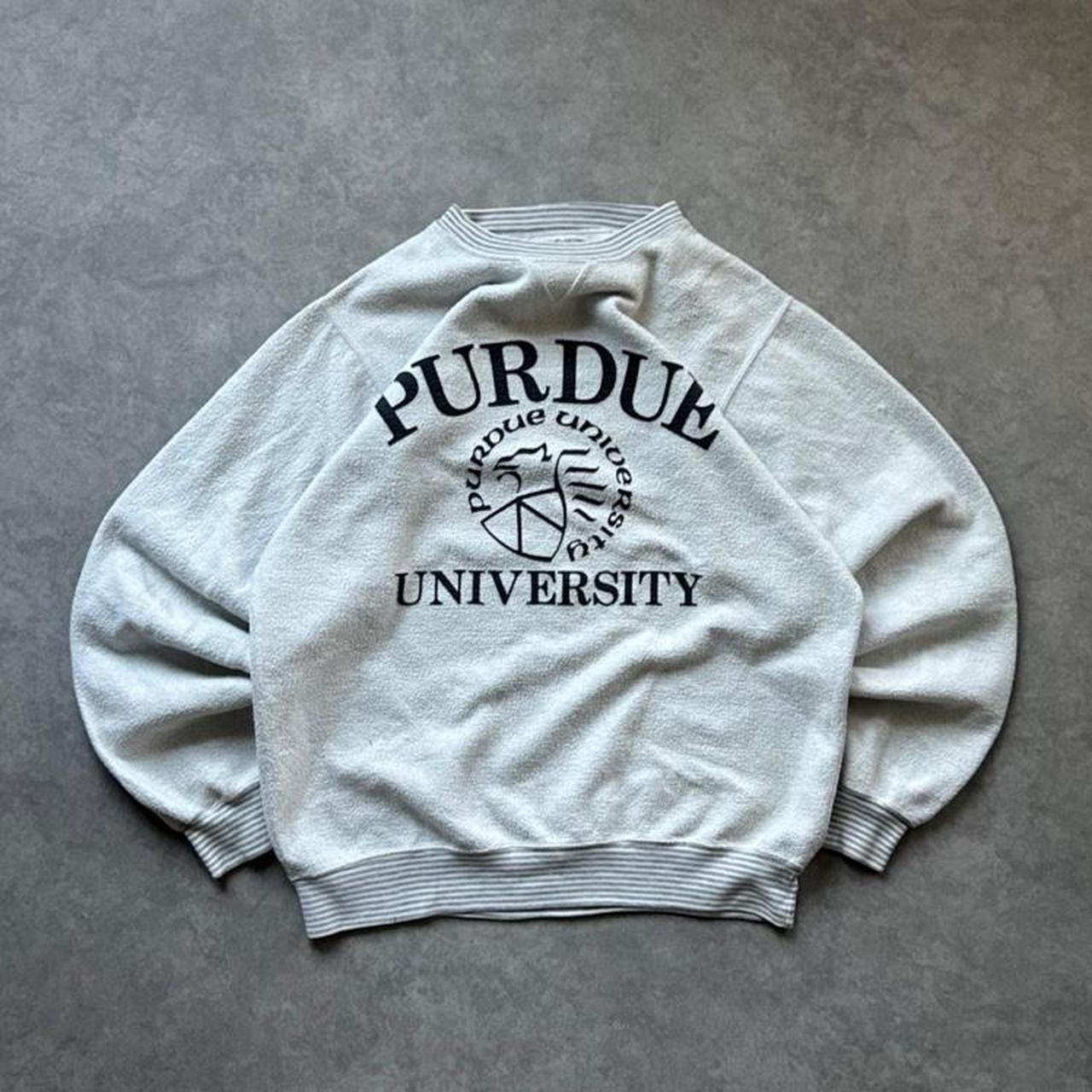 Vintage 90s Purdue University Crewneck Sweatshirt Gear For Sports Grey Mens M