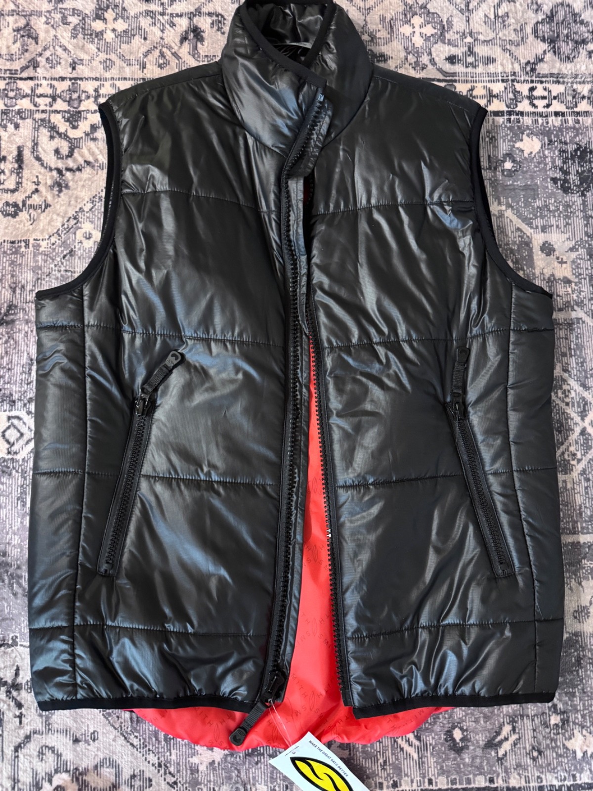 Smith Optics Black puffer vest with Orange liner mens Large NWT Smith Optics Black puffer vest with Orange liner mens Large NWT
