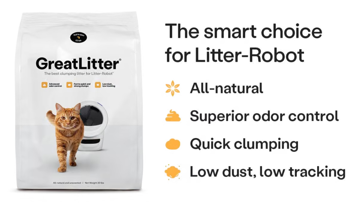 (4 Pack) Litter-Robot GreatLitter All-Natural Clumping Cat Litter 20lb Bags 80lb (4 Pack) Litter-Robot GreatLitter All-Natural Clumping Cat Litter 20lb Bags 80lb