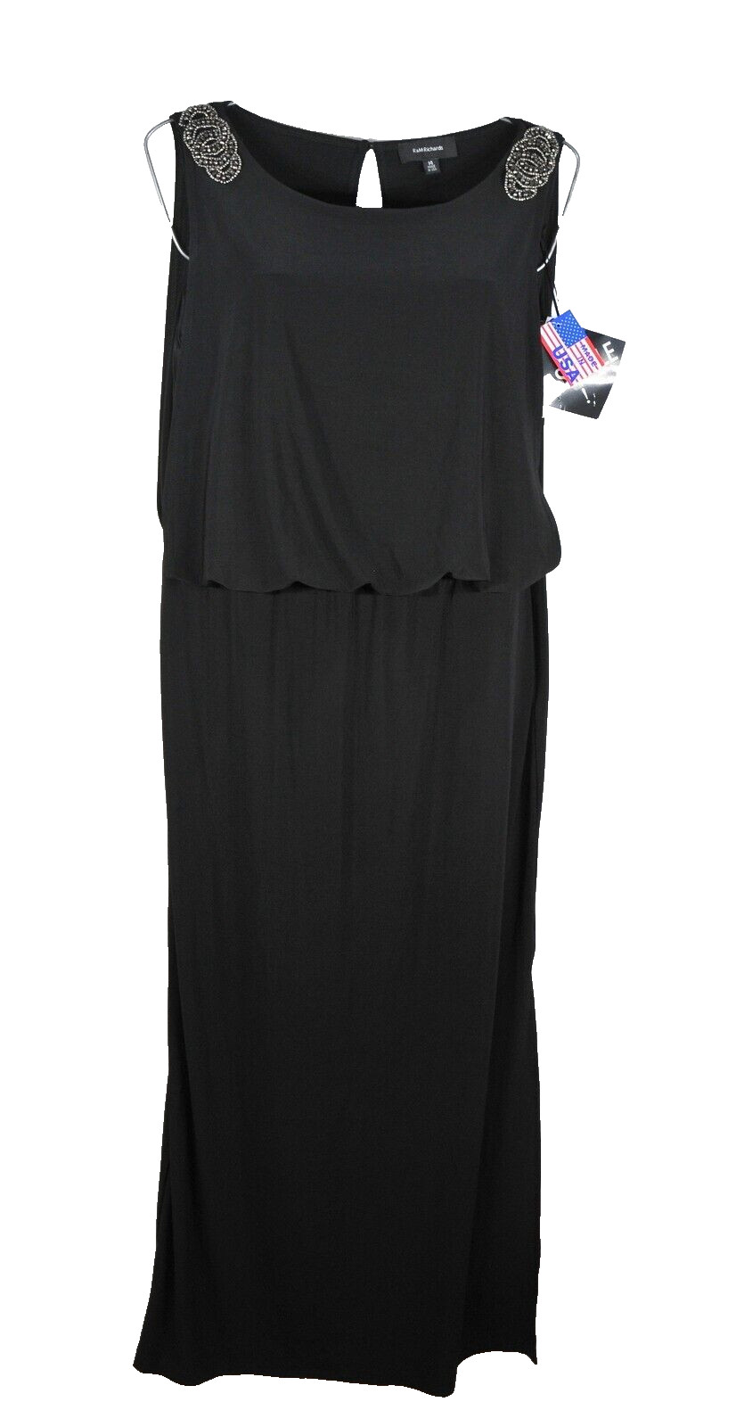 R & M Richards Women’s Evening Gown 14 Black Embellished Elegant Party Dress NWT