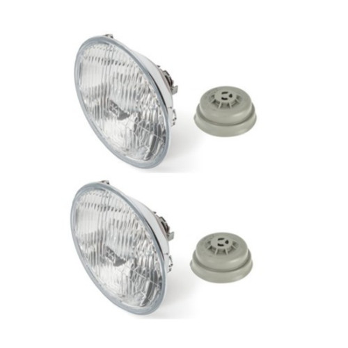 Pair of Hella 7 INCH Glass Lens E-Code H4 Headlight Conversion Housing Kit H6024