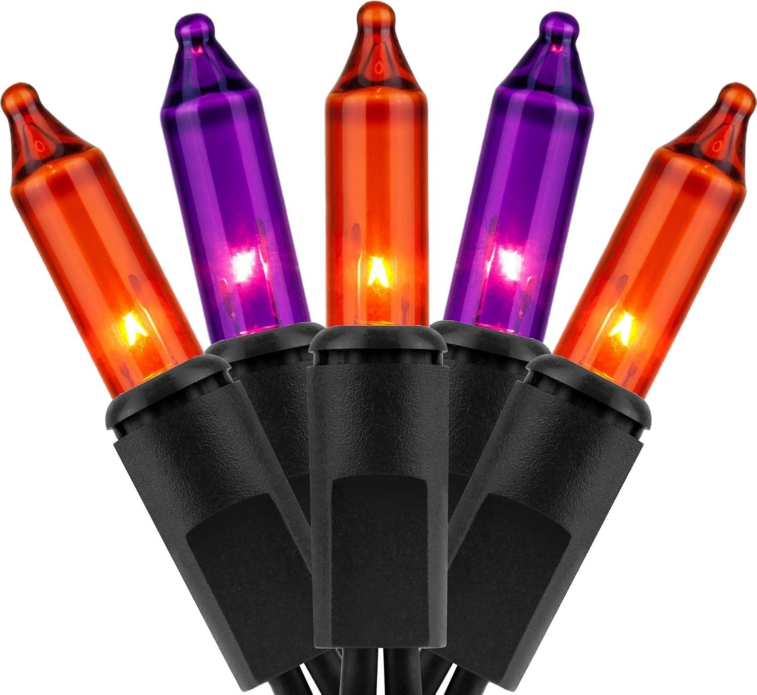 YULETIME 200 Orange Purple Halloween Lights, 2-Set 21 ft 100 ct Black Wire YULETIME 200 Orange Purple Halloween Lights, 2-Set 21 ft 100 ct Black Wire