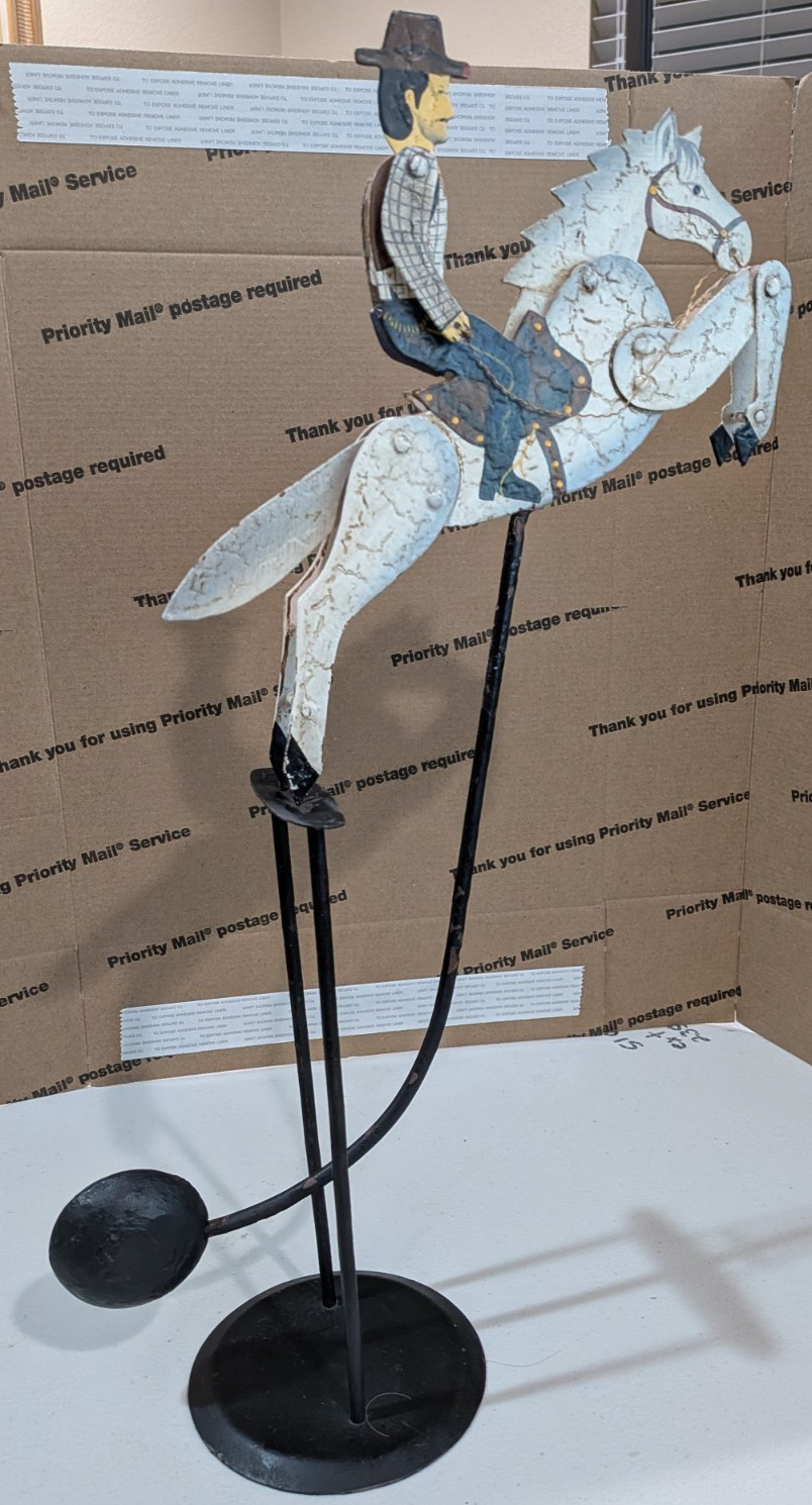 Western Cowboy Balancing Toy Antique Hand Painted Skyhook Pendulum with stand Western Cowboy Balancing Toy Antique Hand Painted Skyhook Pendulum with stand
