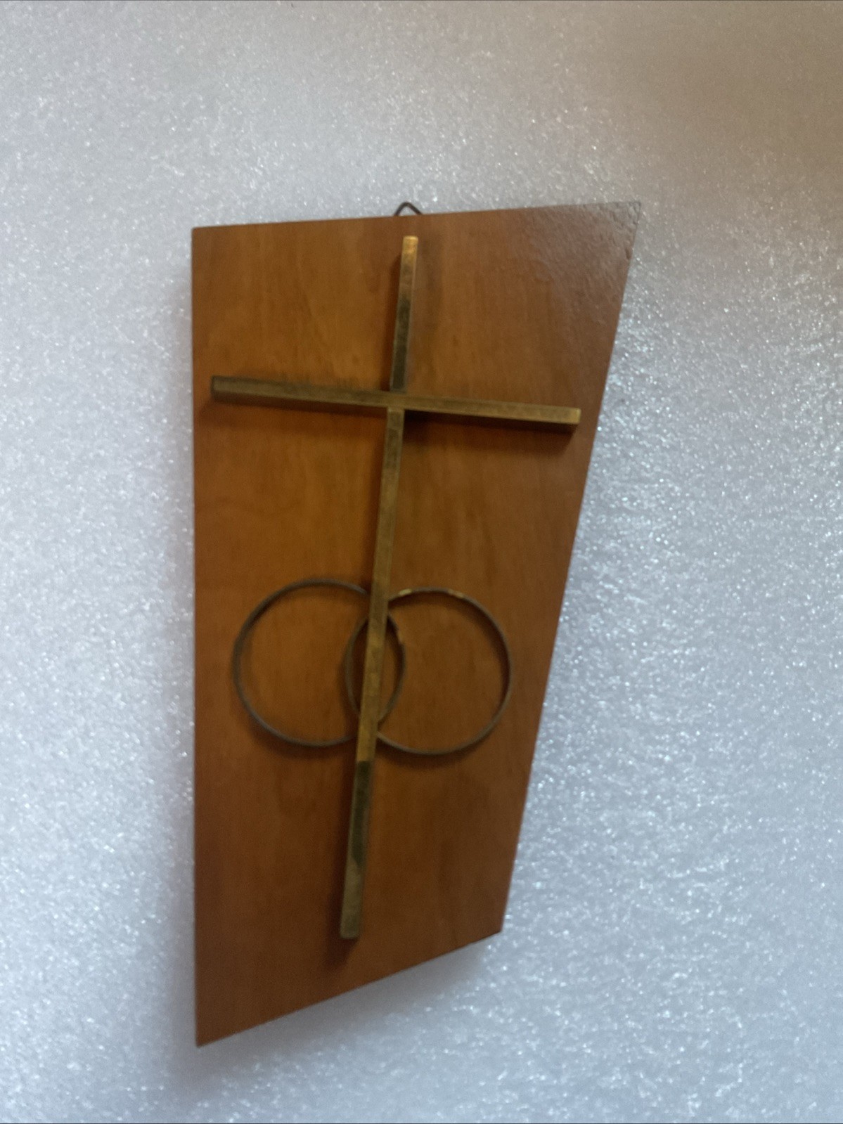 MCM Wooden Wedding Ring Plaque Wall Hanging Made In Germany Vintage