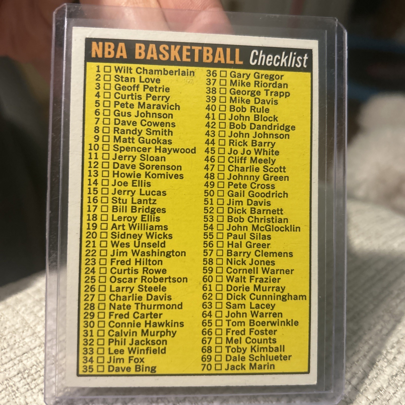 1972-73 Topps 160 NBA Checklist clean EX NM