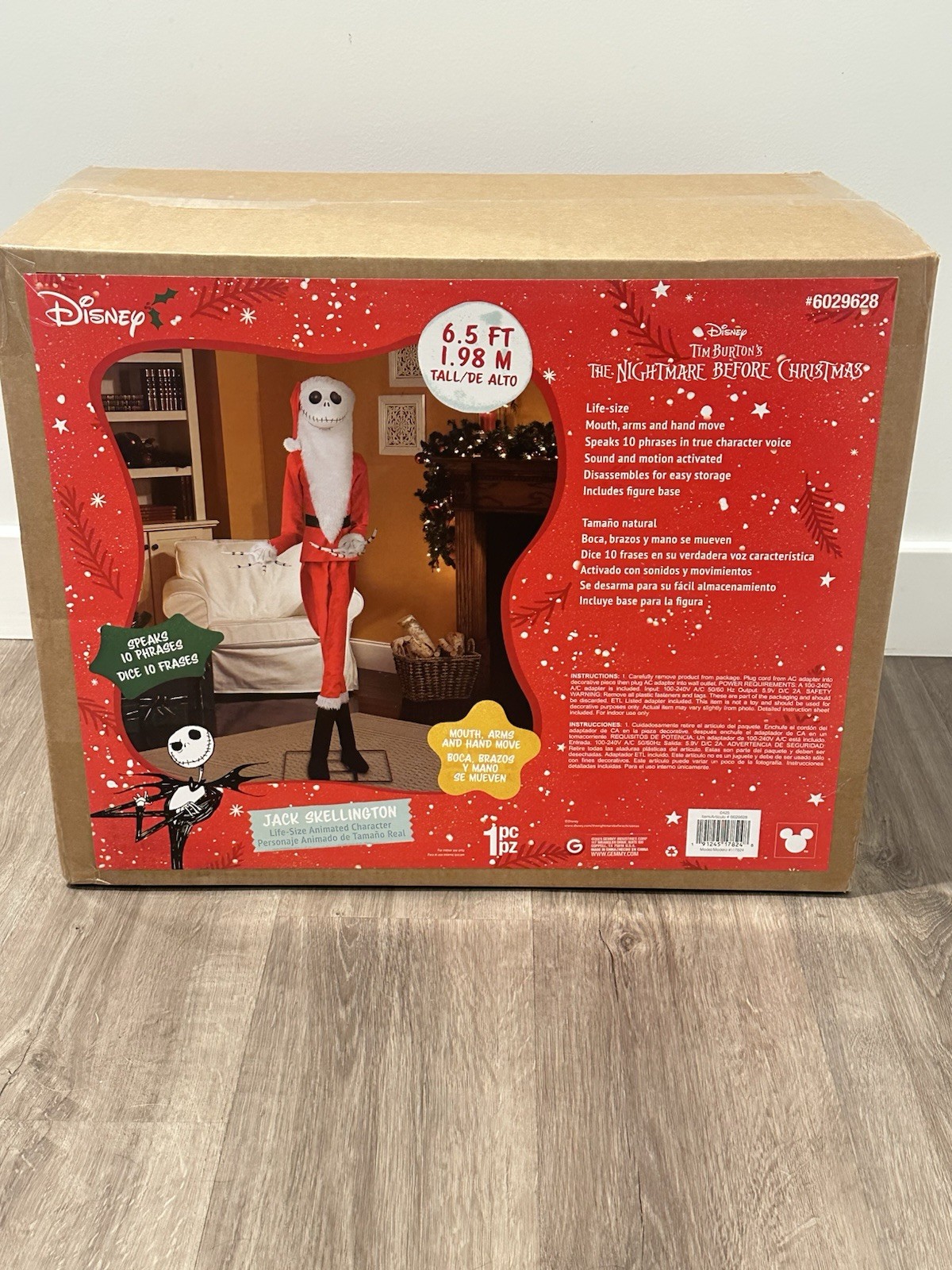 Disney Nightmare Before Christmas Santa Animated Jack Skellington Doll 6.5 Ft Disney Nightmare Before Christmas Santa Animated Jack Skellington Doll 6.5 Ft