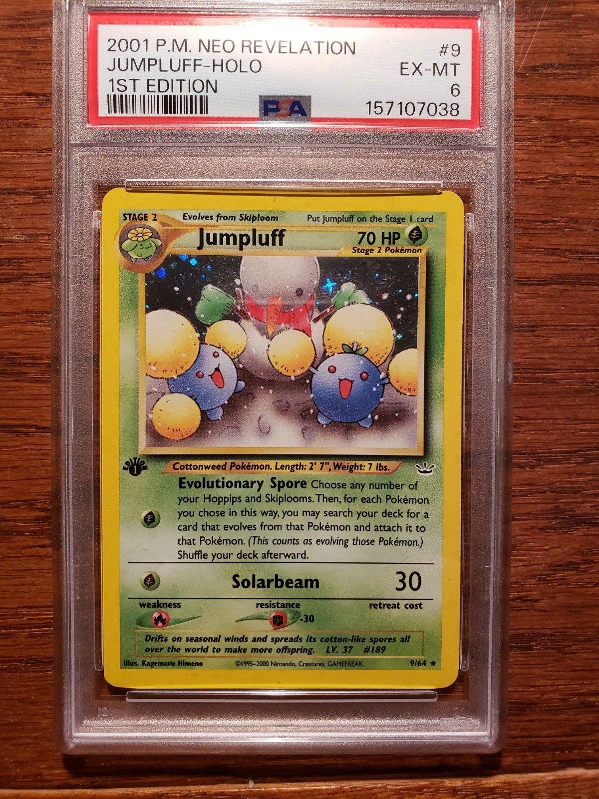 2001 P.M. Neo Revelation Jumpluff Holo First Edition PSA 6 2001 P.M. Neo Revelation Jumpluff Holo First Edition PSA 6