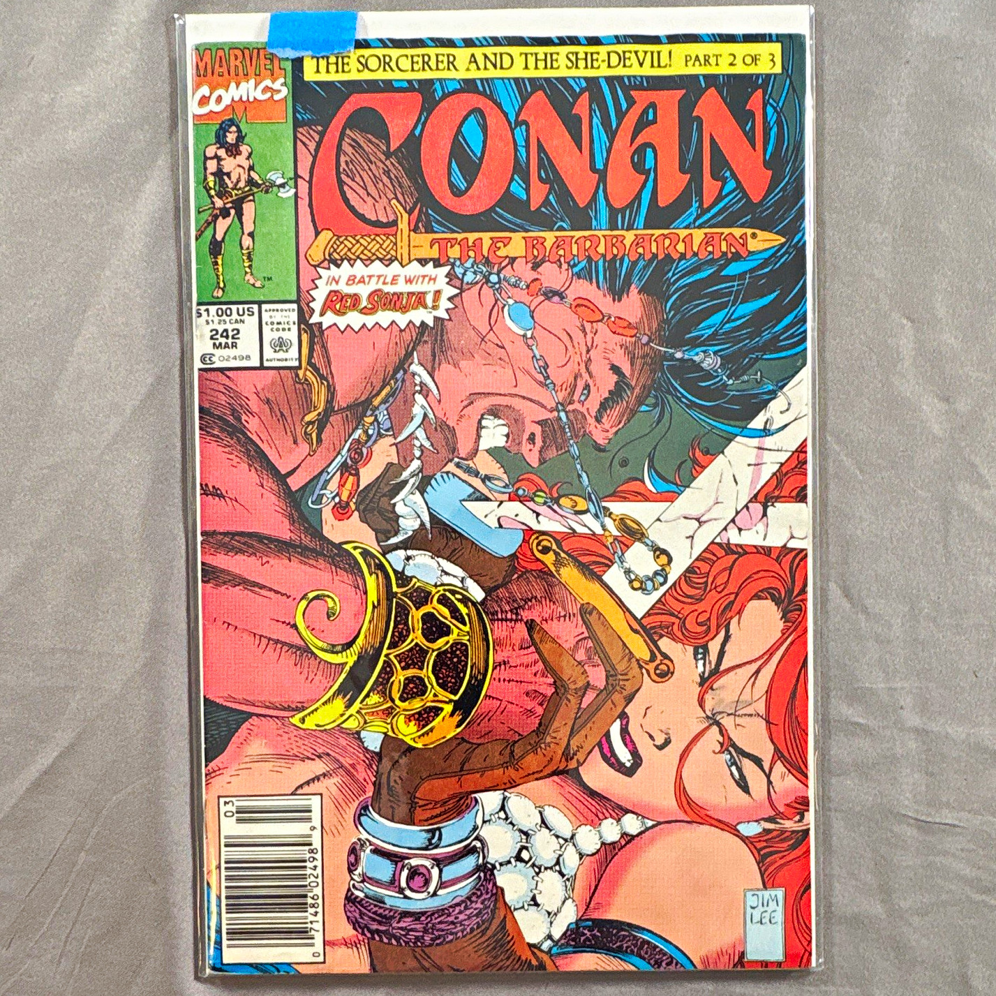 Marvel Comics Conan the Barbarian #242 1992 Jim Lee Cover Conan Red Sonja Marvel Comics Conan the Barbarian #242 1992 Jim Lee Cover Conan Red Sonja