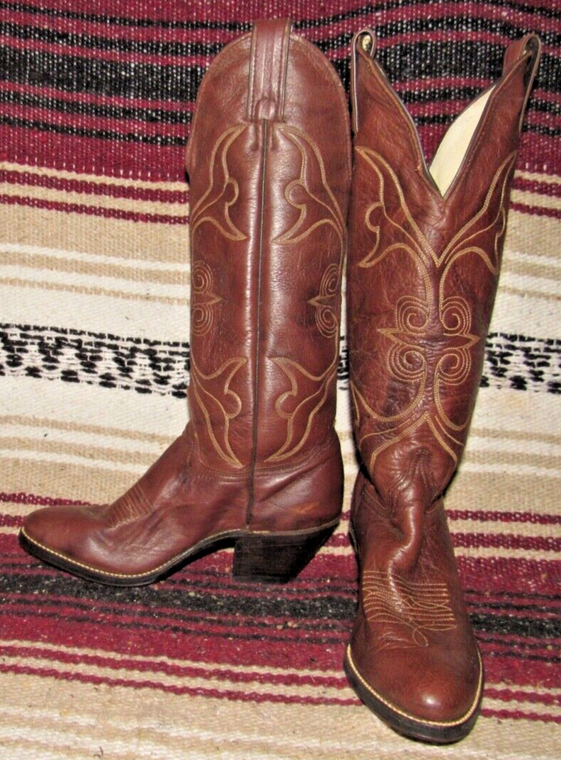 Womens Vintage Abilene Marbled Brown Cowboy Boots 5.5 M NEW w/o Box