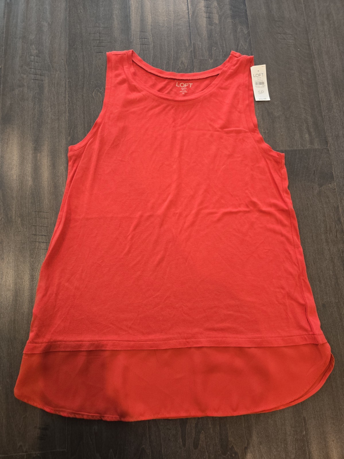 Loft Sleeveless Tunic Top W/ a Sheer Chiffon Hem NWT. Small Petite Loft Sleeveless Tunic Top W/ a Sheer Chiffon Hem NWT. Small Petite