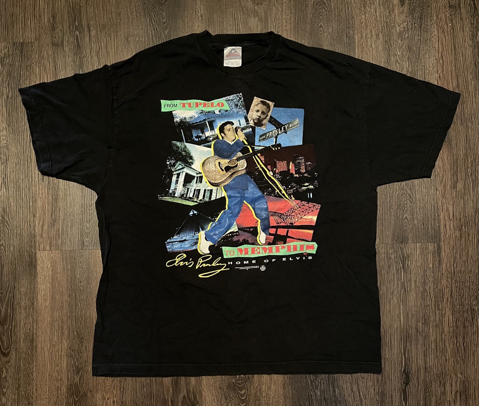 Vintage 1998 Elvis Presley From Tupelo To Memphis Black T Shirt Mens Size XXL Vintage 1998 Elvis Presley From Tupelo To Memphis Black T Shirt Mens Size XXL