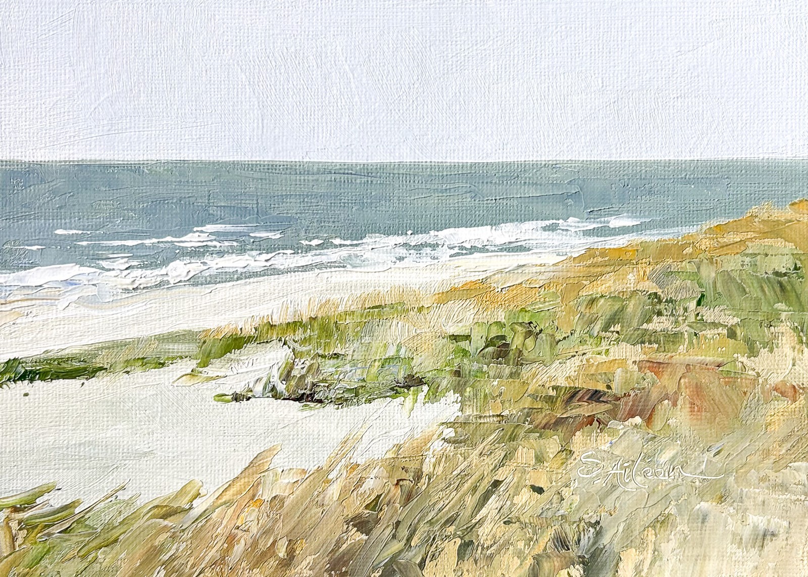 5x7 Original Oil Landscape Painting Seascape Impressionist Beach Dunes Signed 5x7 Original Oil Landscape Painting Seascape Impressionist Beach Dunes Signed
