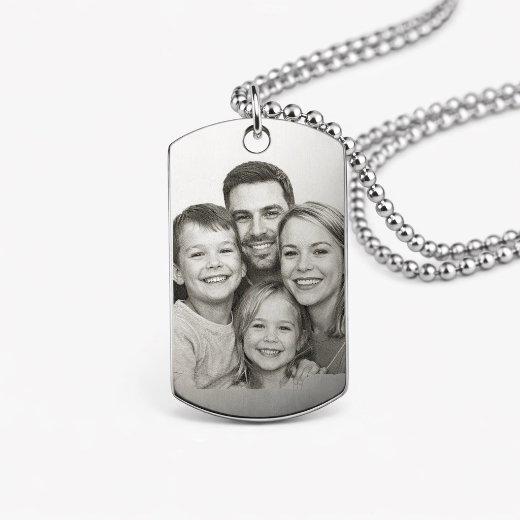 Personalized Photo Engraved Dog Tag Necklace – Custom Picture Pendant. Personalized Photo Engraved Dog Tag Necklace – Custom Picture Pendant.