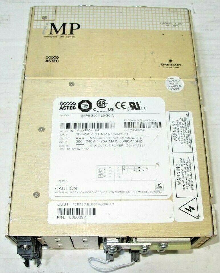 ASTEC 73-580-90641, iMP8-3L0-1LO-30-A, 8050297 120-240VAC IN , 12VDC AT 79.5A