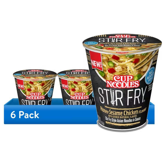 (6 pack) Nissin Foods Cup Noodles Stir Fry Ramen Noodles, Honey Sesame Chicken 