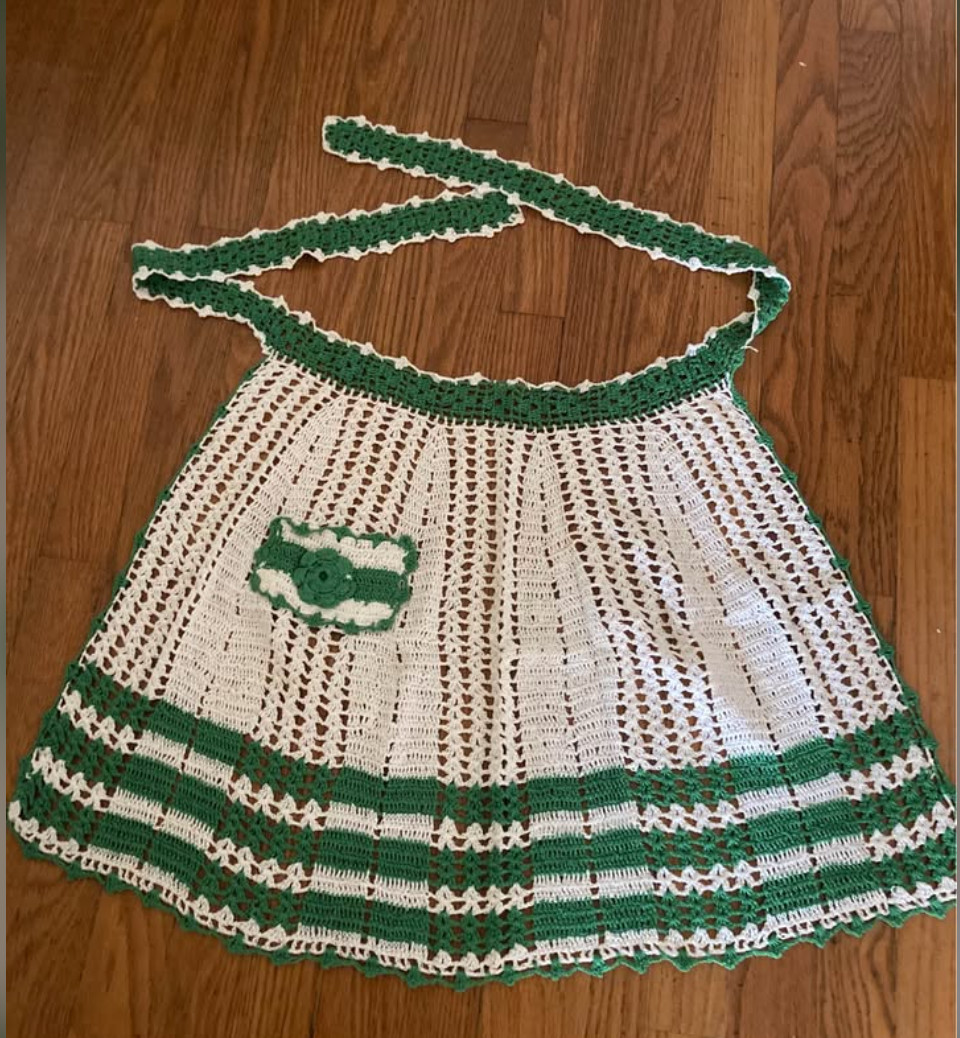 (2) Vintage Hand Crocheted Half Aprons (2) Vintage Hand Crocheted Half Aprons