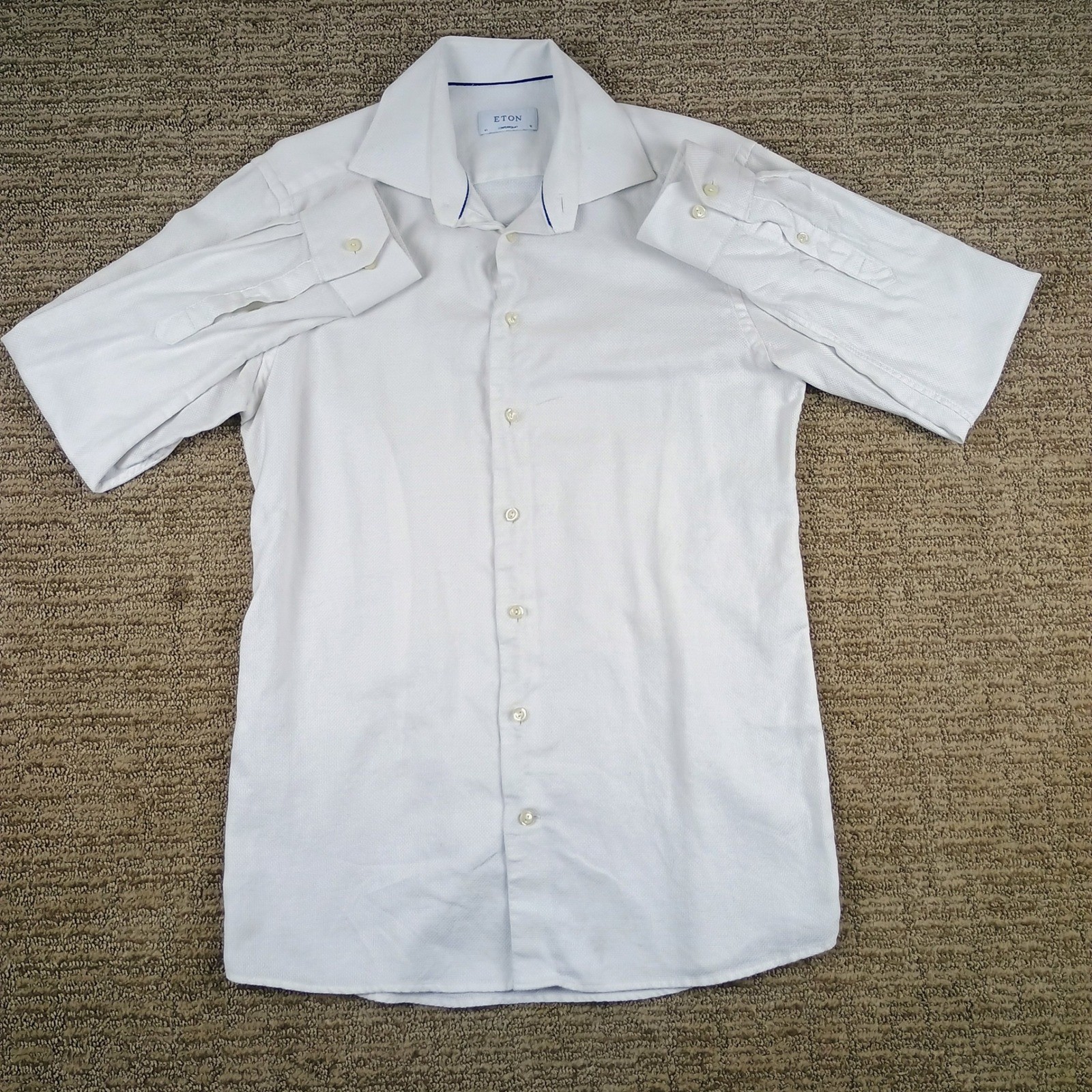 Eton Dress Shirt Mens 16 41 Contemporary White Tread Textured 100%Cotton