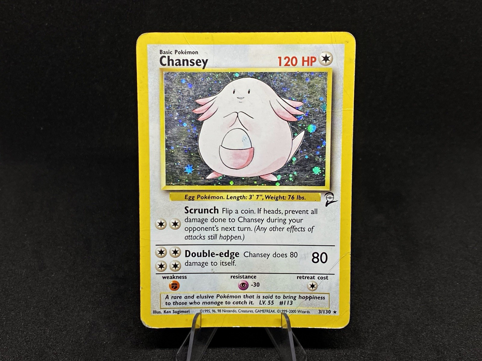 1999 Pokemon Base Set 2 - Chansey Holo Rare #3/130 1999 Pokemon Base Set 2 - Chansey Holo Rare #3/130