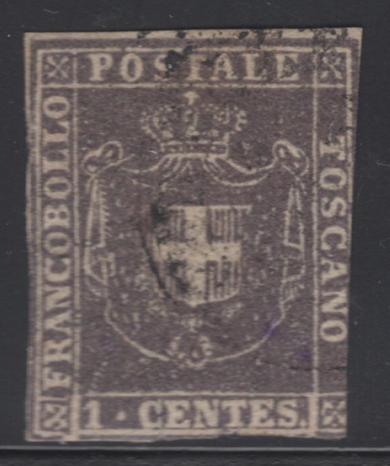 ITALY - TUSCANY 1860 1c Brown SC #17 Used ITALY - TUSCANY 1860 1c Brown SC #17 Used