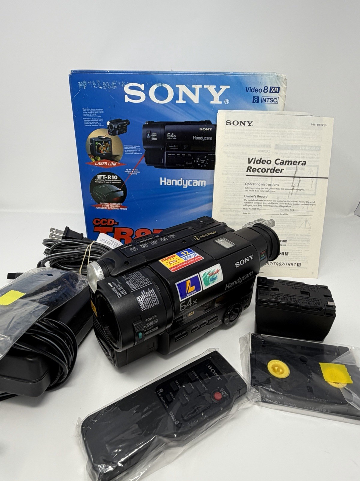 Sony Handycam CCD-TR87 Video 8 XR Camcorder Mint In Box Remote Tape Tested Works
