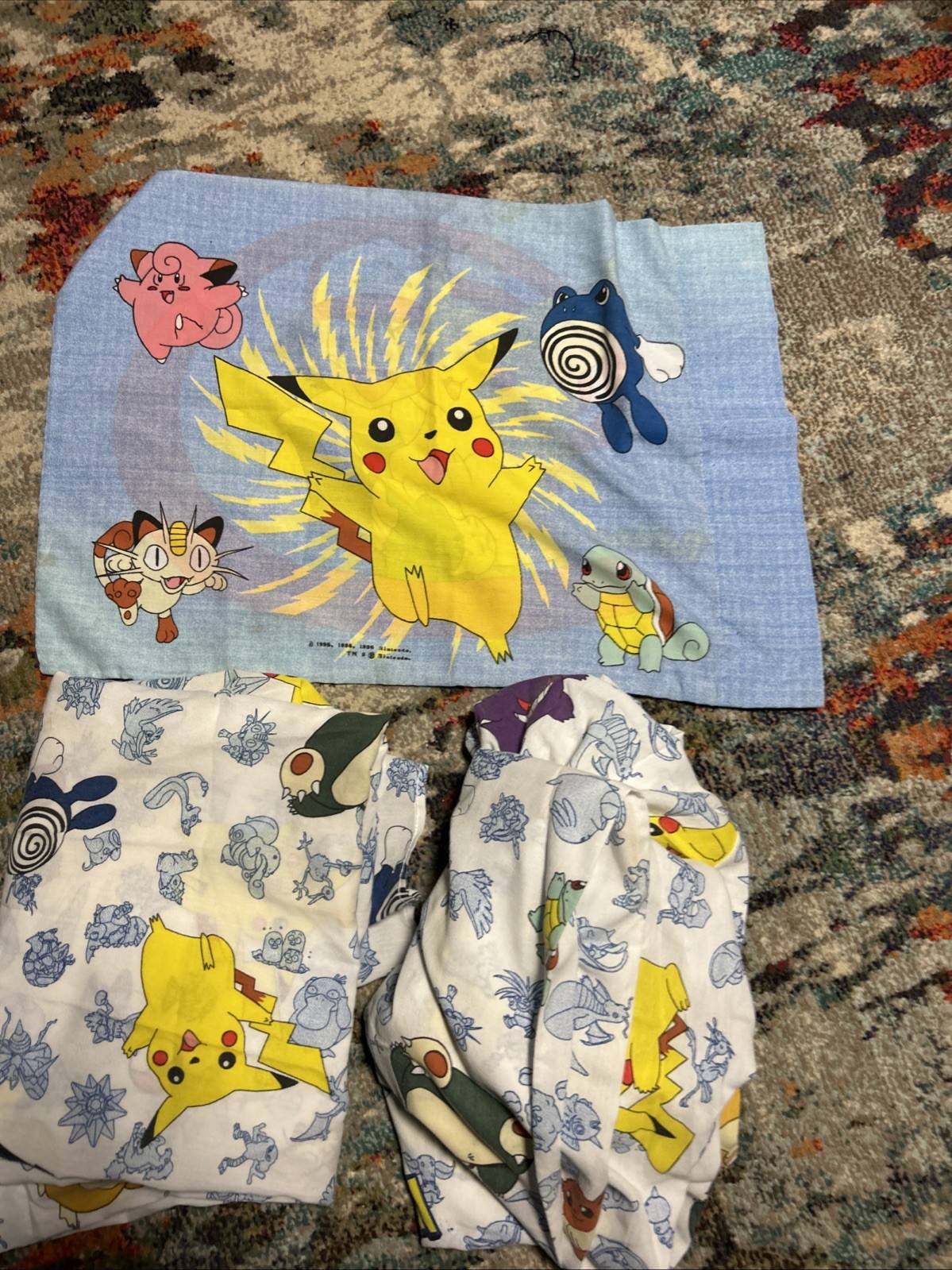 Vintage 90s Pokemon 3 pc Twin Sheet Set Flat/Fitted Pillowcase Pikachu 1998 Vintage 90s Pokemon 3 pc Twin Sheet Set Flat/Fitted Pillowcase Pikachu 1998