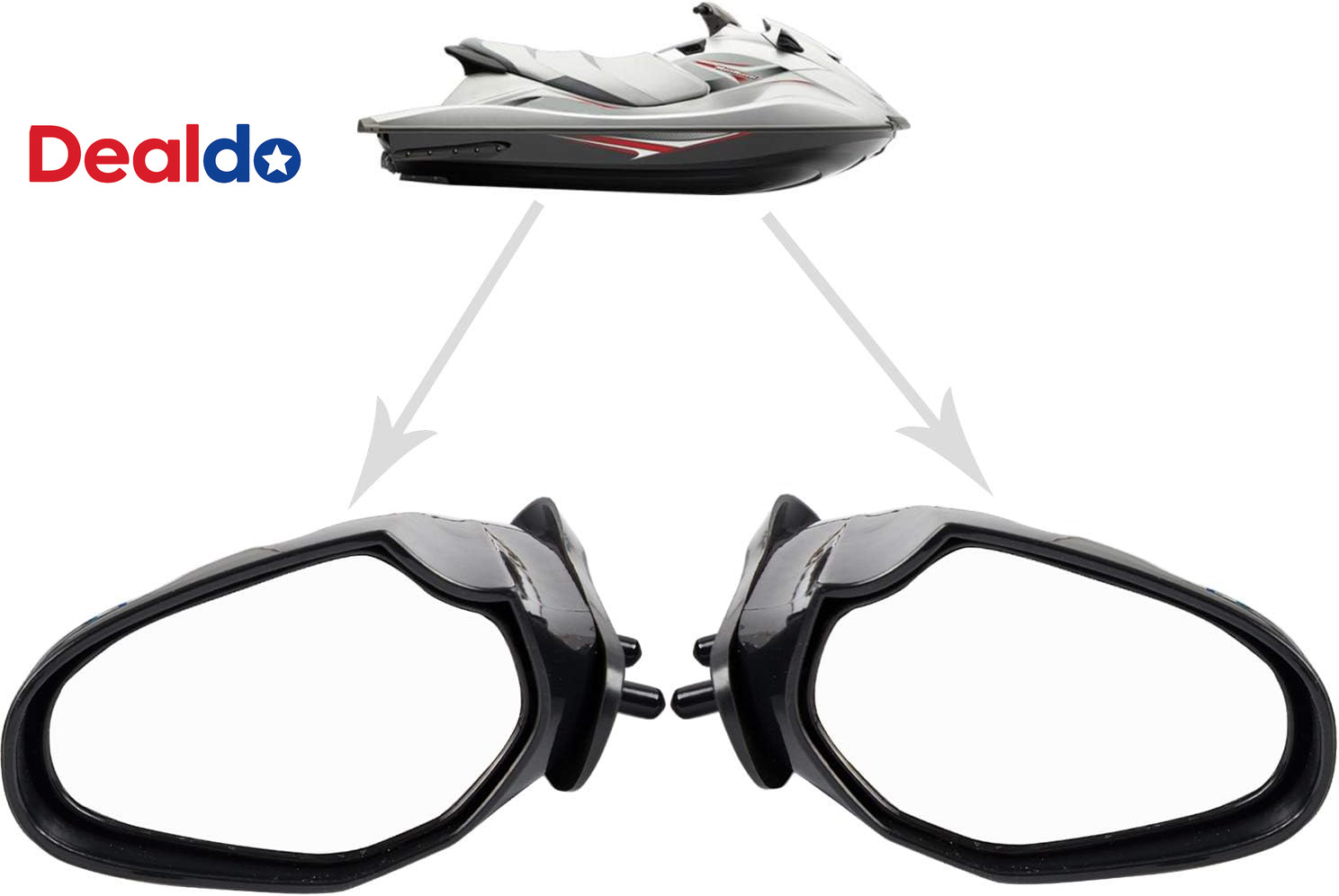 Pair Side Mirrors for Yamaha WaveRunner VX110 Deluxe Sport Cruiser 2005-2009 Pair Side Mirrors for Yamaha WaveRunner VX110 Deluxe Sport Cruiser 2005-2009