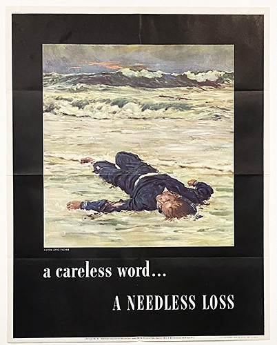 Original 1944 WWII Don't Talk Poster - A careless word - Fischer Original 1944 WWII Don't Talk Poster - A careless word - Fischer