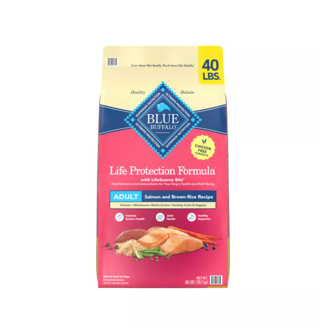 New w Blue Buffalo Life Protection Adult Dry Dog Food 40 Lb Salmon & Brown Rice New w Blue Buffalo Life Protection Adult Dry Dog Food 40 Lb Salmon & Brown Rice