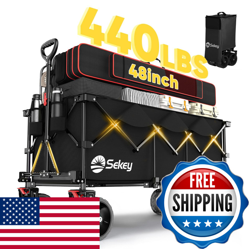 Sekey 48L Collapsible Foldable Extended Wagon 440Lbs Weight Capacity Heavy Duty