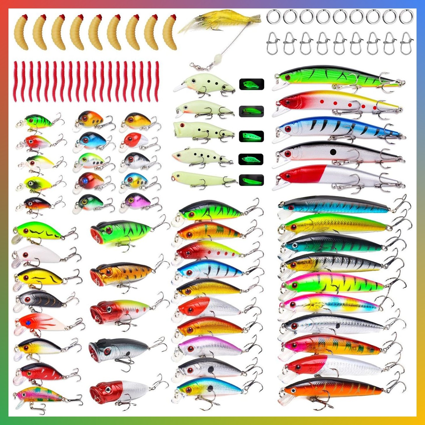 Fishing Lures Kit 105pcs Mixed Hard Soft Baits Saltwater Freshwater Trout Bass T Fishing Lures Kit 105pcs Mixed Hard Soft Baits Saltwater Freshwater Trout Bass T