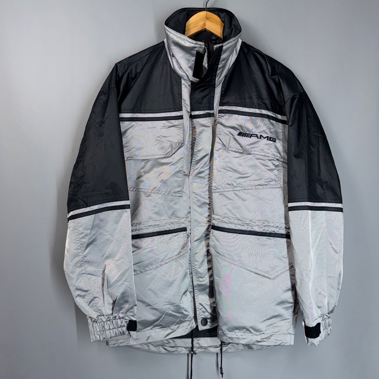 RARE MERCEDES AMG VINTAGE JACKET LIGHT SILVER SIZE S RACING RARE MERCEDES AMG VINTAGE JACKET LIGHT SILVER SIZE S RACING