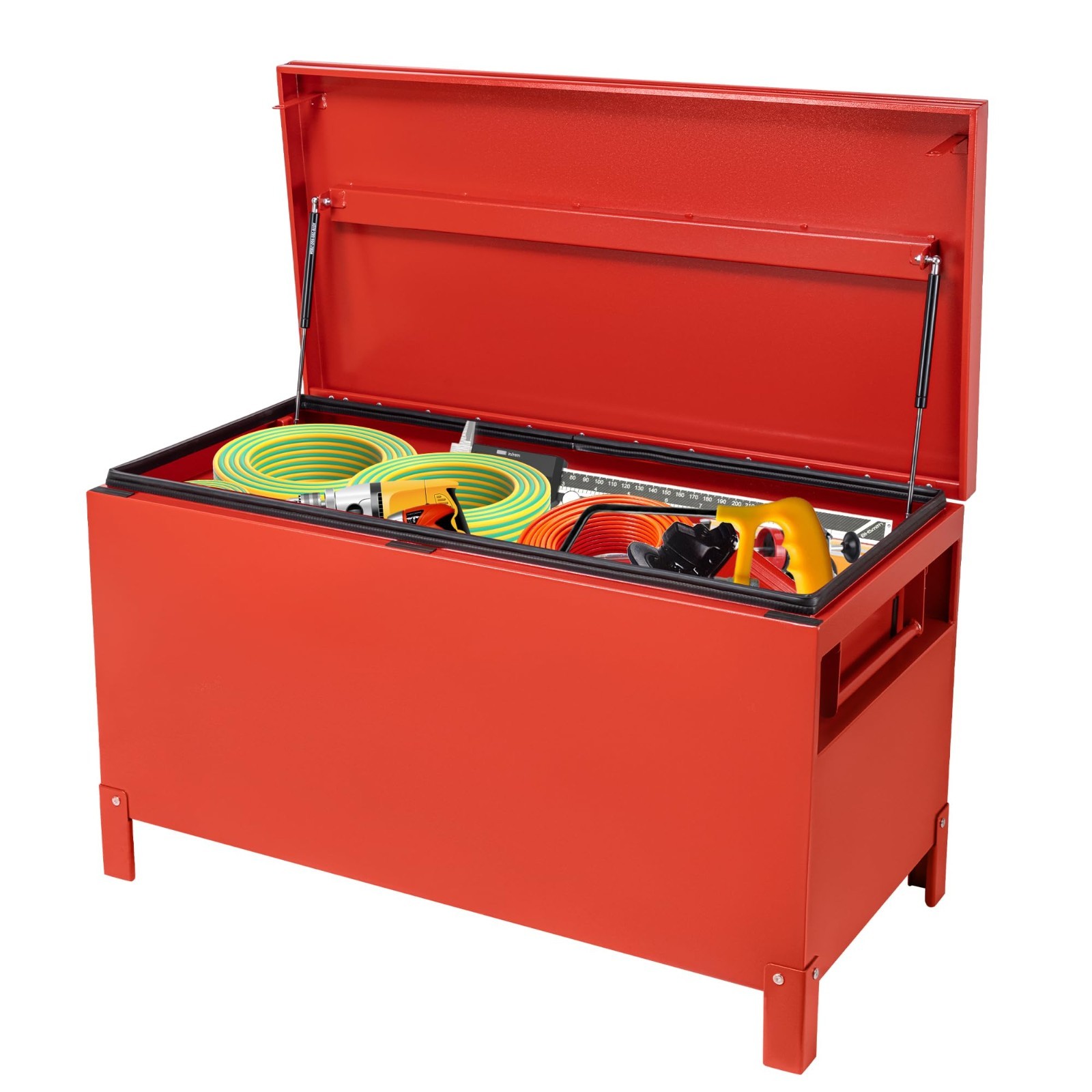 36in Job Site Tool Box Heavy Duty Steel Waterproof Lockable Storage Organizer