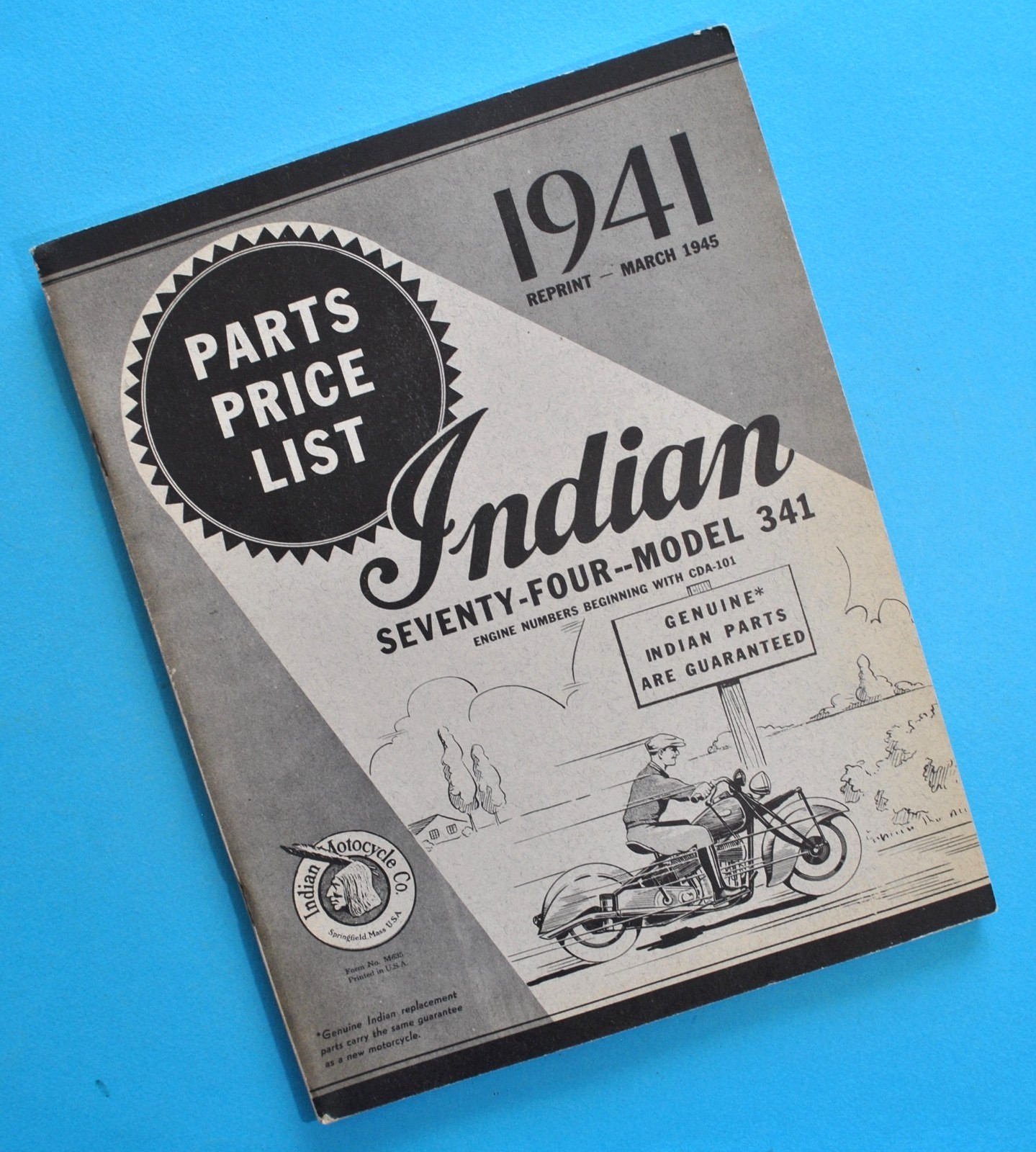 Original 1940 - 1946 Indian Motorcycle Parts Catalog Chief \
