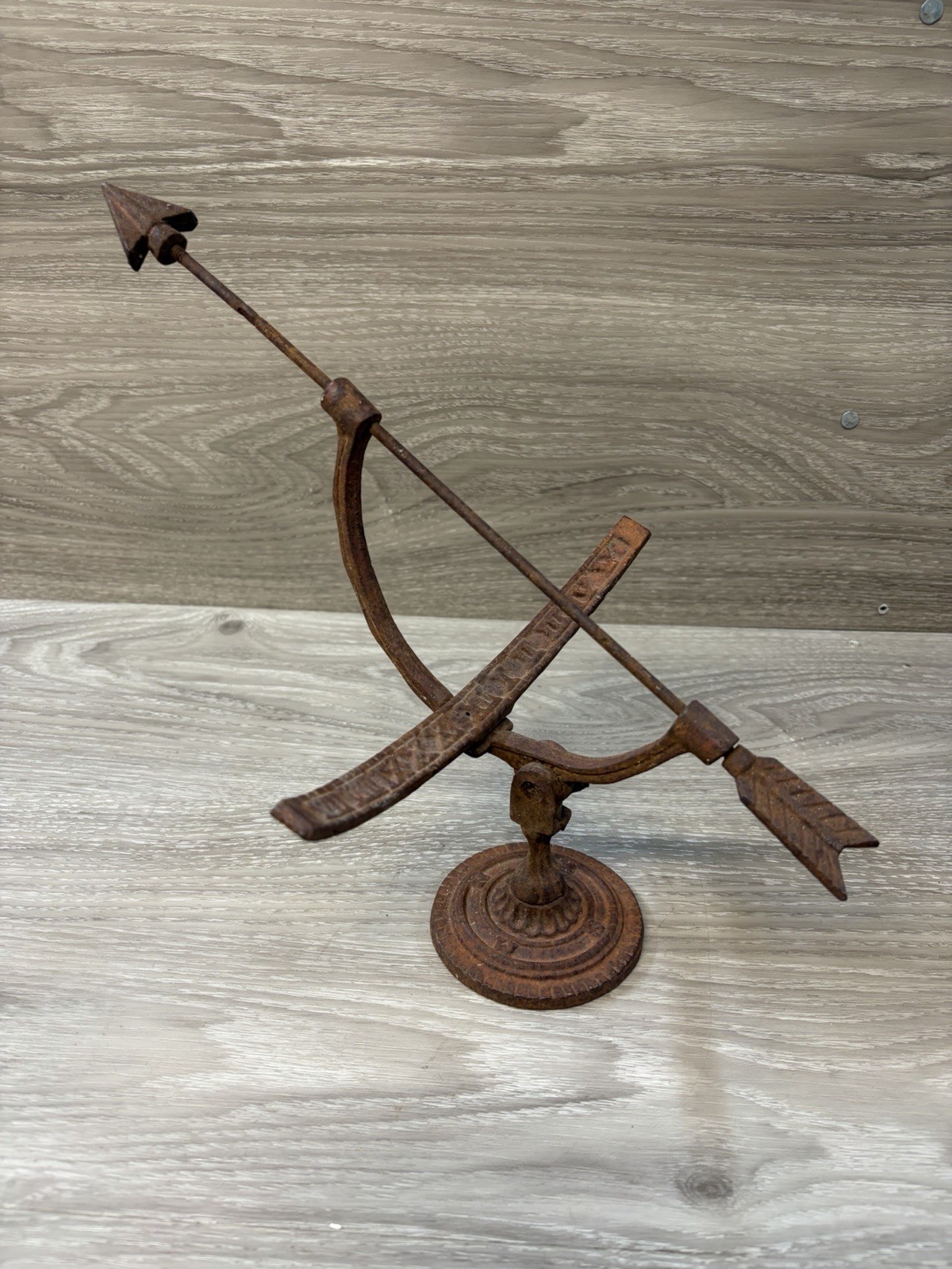 Vintage Cast Iron Arrow Armillary Sundial With Roman Numerals Vintage Cast Iron Arrow Armillary Sundial With Roman Numerals
