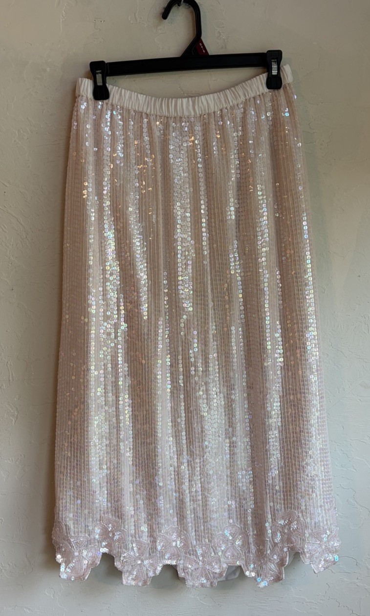 Vintage Laurence Kazar 100% Silk Sequin Midi Skirt 1X Coquette Beaded Fairy Vintage Laurence Kazar 100% Silk Sequin Midi Skirt 1X Coquette Beaded Fairy