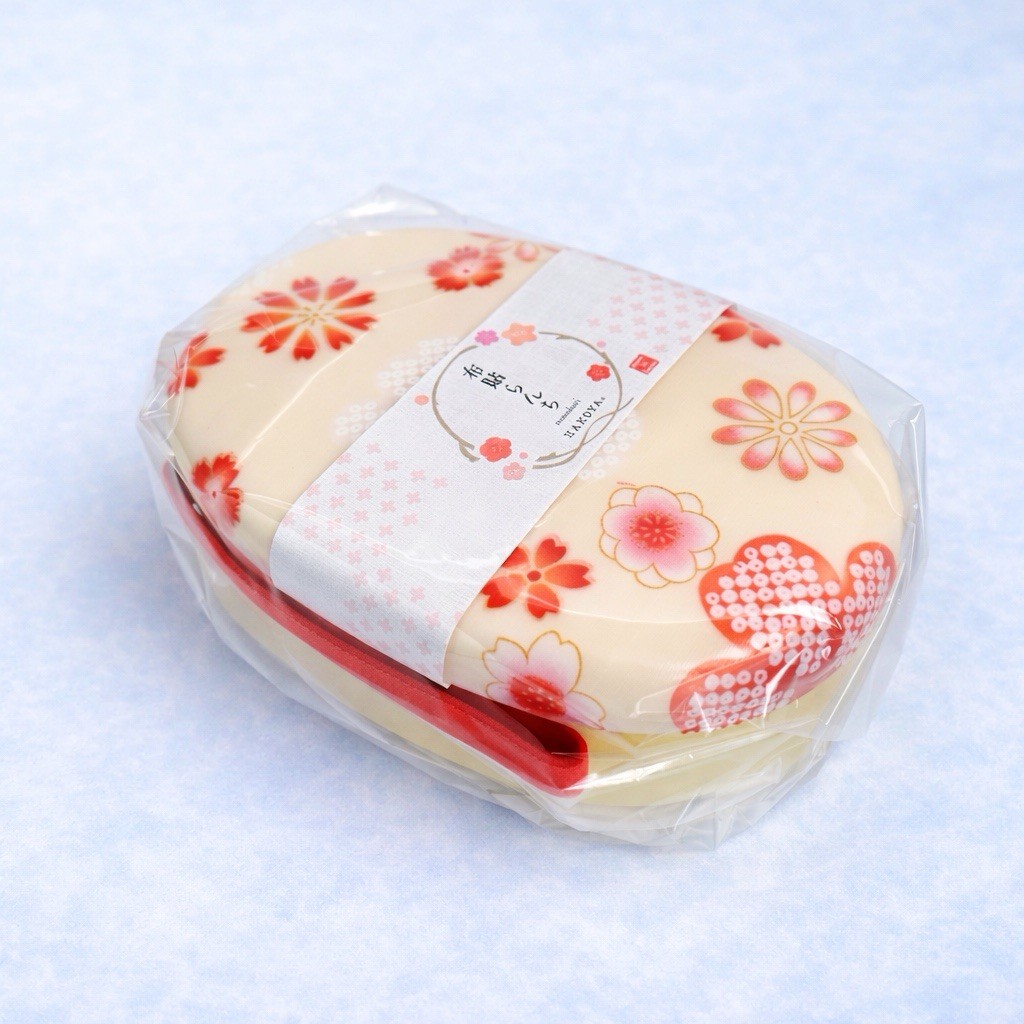 HAKOYA Japanese Bento Box Sakura Floral Oval Lunch Box Made in Japan Beige
