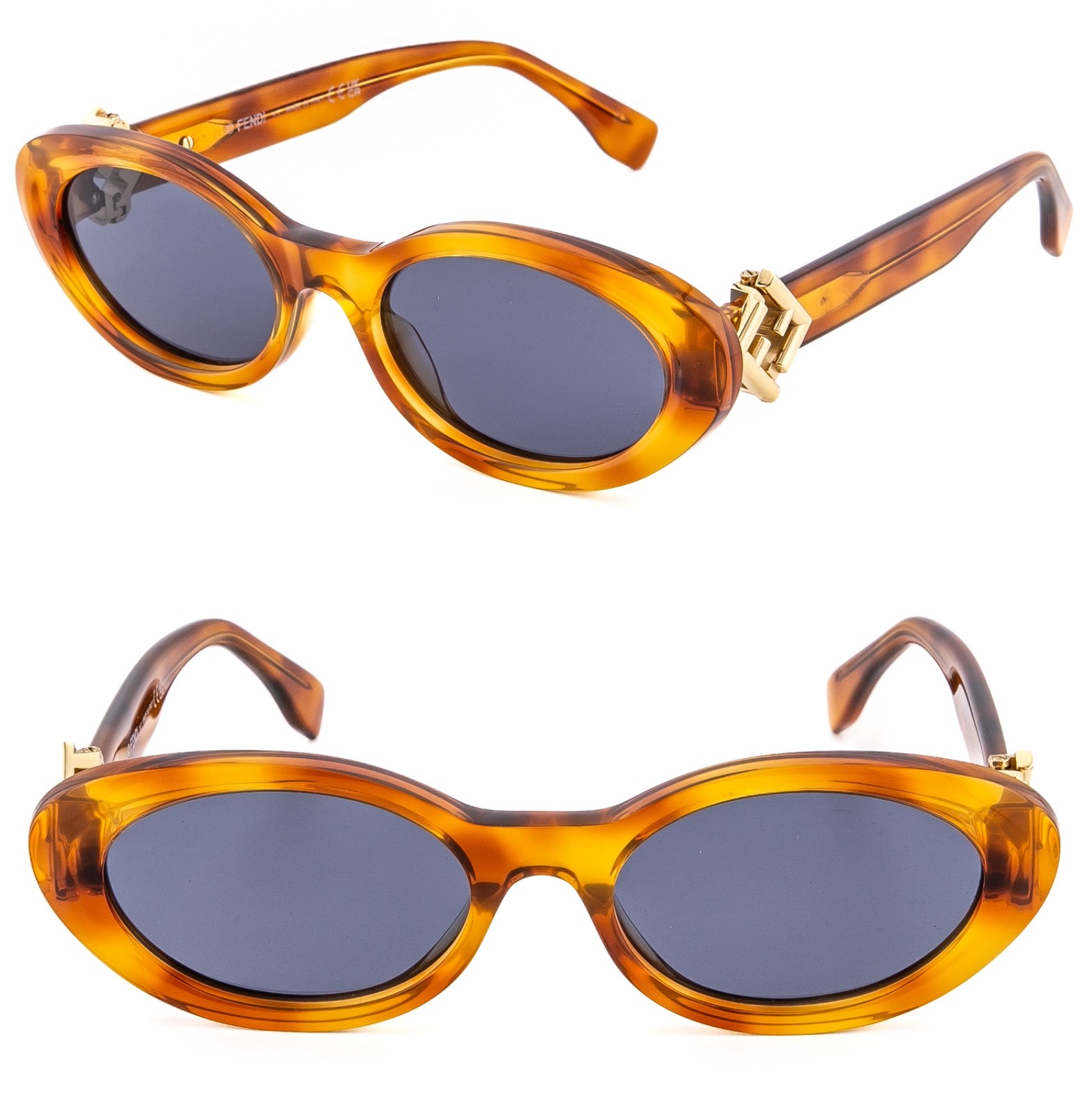 FENDI DIAMONDS Logo 40140 Havana Blue Fashion Oval Sunglasses FE40140U Authentic FENDI DIAMONDS Logo 40140 Havana Blue Fashion Oval Sunglasses FE40140U Authentic