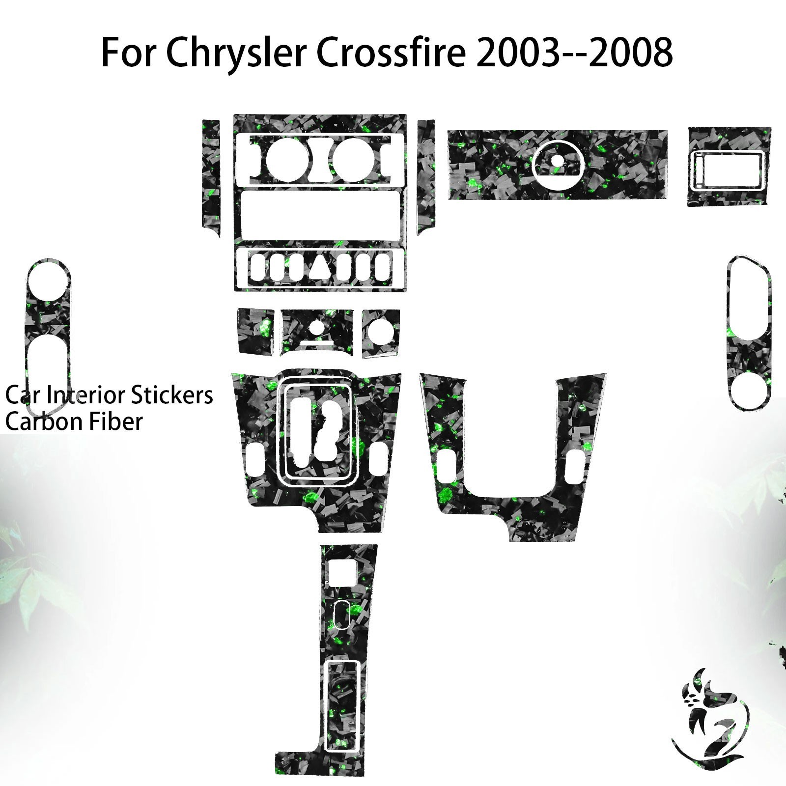 21Pcs Green Forged Carbon Full Interior Trim Kits For Chrysler Crossfire 2003-08