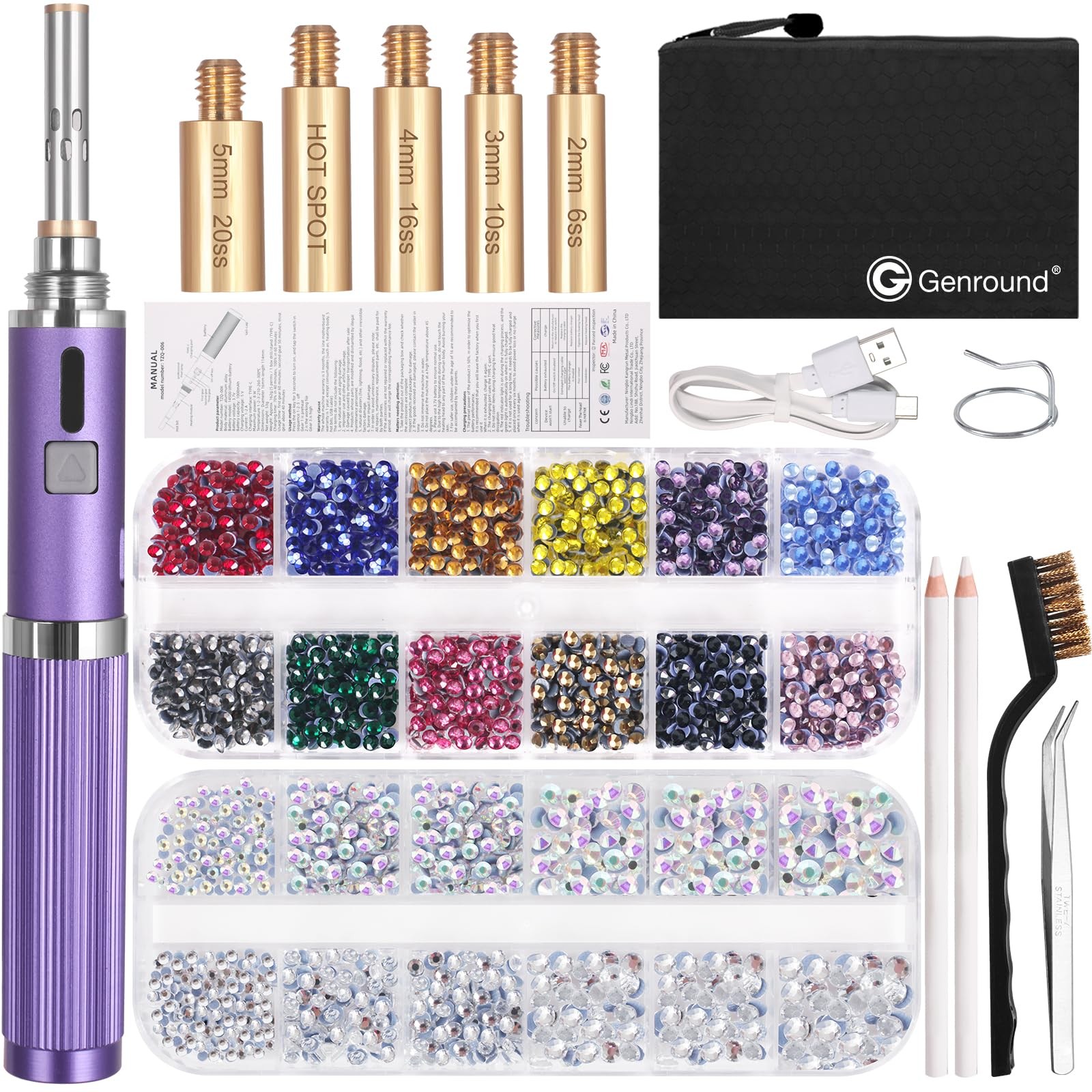 Wireless Hotfix Rhinestone Setter, Hot Fix Applicator Tool Bedazzler Kit Iron...
