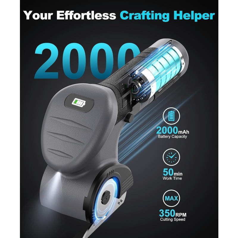 Cordless Electric Scissors 2000mAh Rechargeable Box Cutter Fabric Scissor Cutter