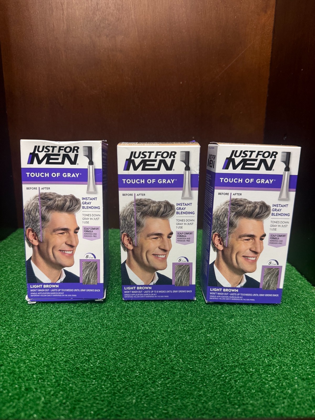 Just For Men Touch of Gray Hair Color w/ Comb Applicator, T-25 Light Brown 3PK Just For Men Touch of Gray Hair Color w/ Comb Applicator, T-25 Light Brown 3PK