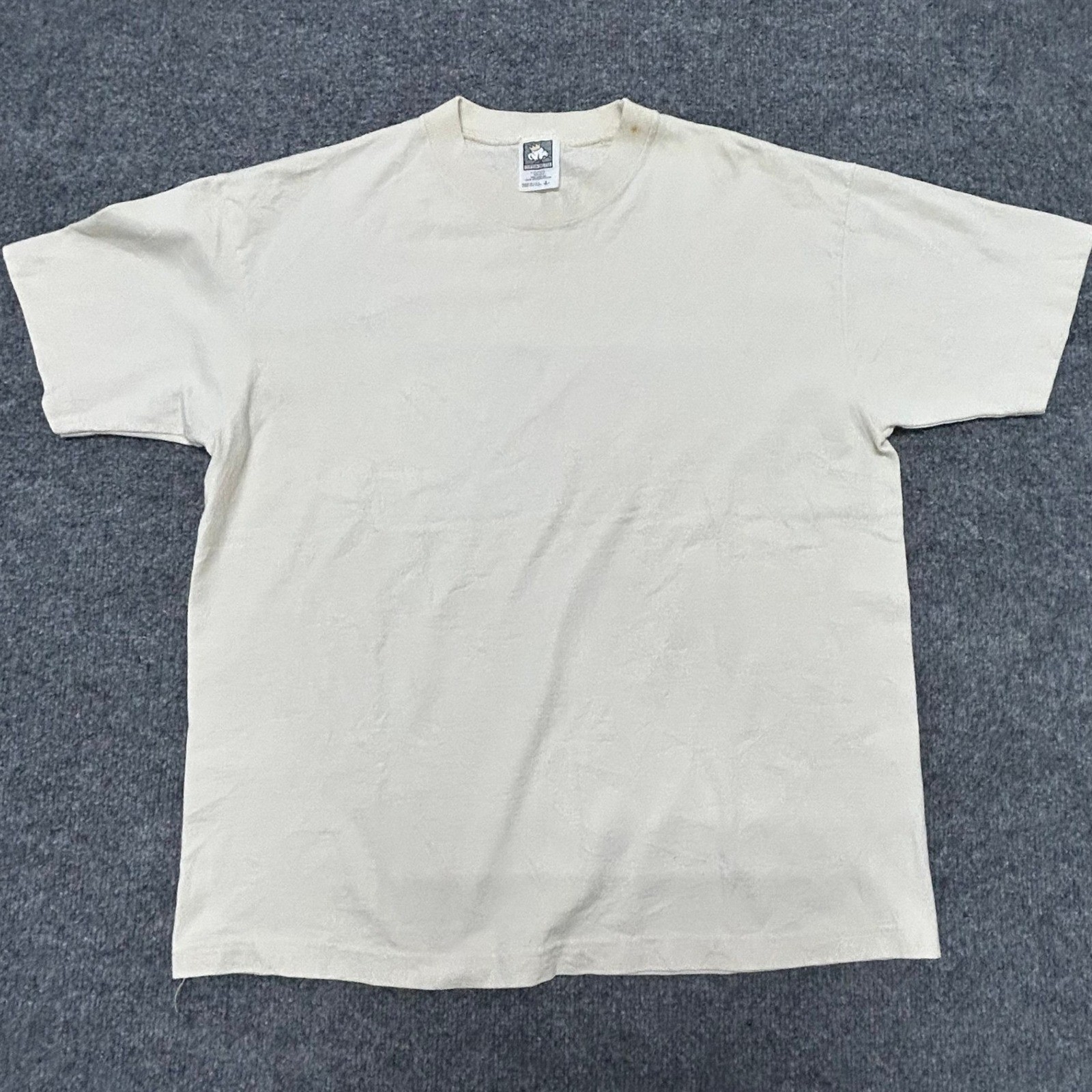 Anvil T-Shirt Mens Size L Cream Cotton Deluxe Short Sleeve Crew Neck USA Made
